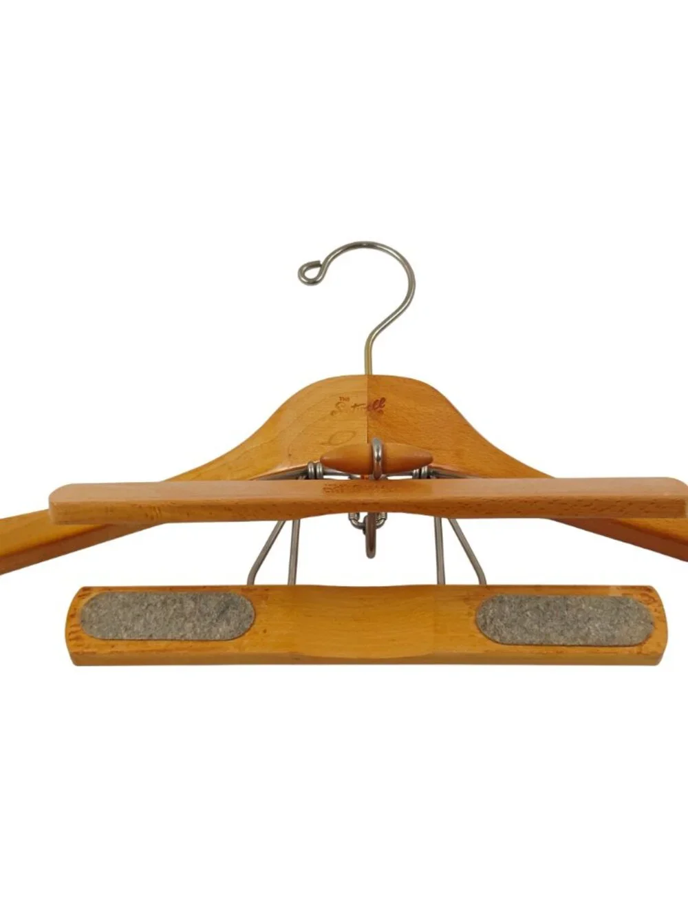 Setwell Wooden Suit Hanger Pants Trouser Clamp USA Vintage 18 in Heavy Duty